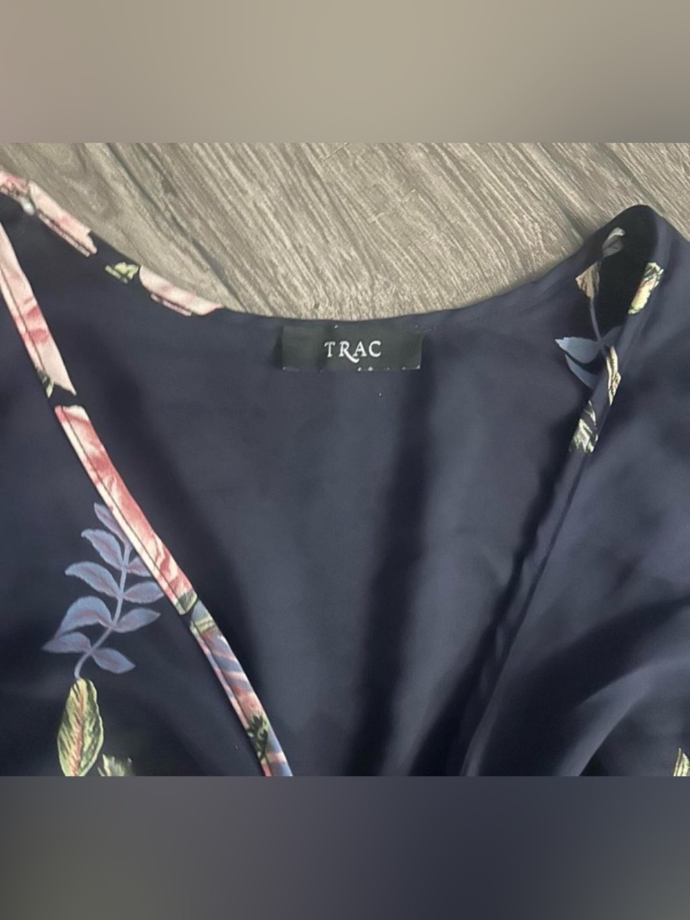 Navy Floral Tie-Front Romper with Puff Sleeves - Picture 3 of 3